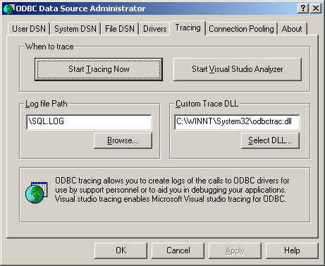 ODBC Tracing
Tab