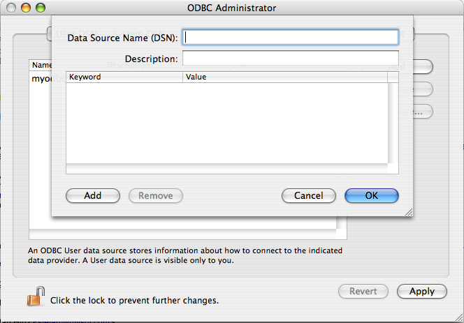ODBC Administrator Add
DSN Dialog