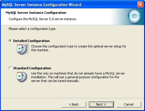 MySQL Server Instance Configuration Wizard:
Configuration Type