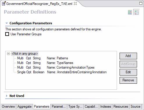 Parameter Definitions - not Aggregate