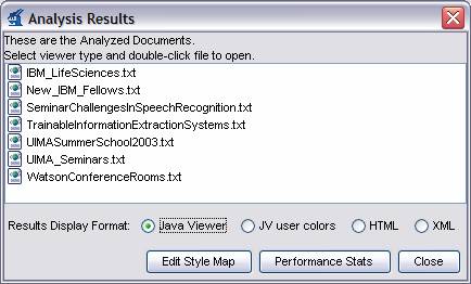 Analysis Results Window
